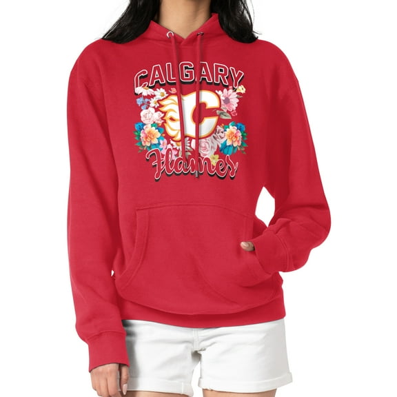 Women's G-III 4Her by Carl Banks Red Calgary Flames Flower Logo Pullover Hoodie