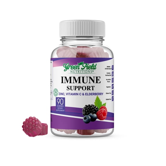 Greenfield Nutritions - Halal Immune System Support For Adult Contains Elderberry with Vitamin C and Zinc, 90 Count
