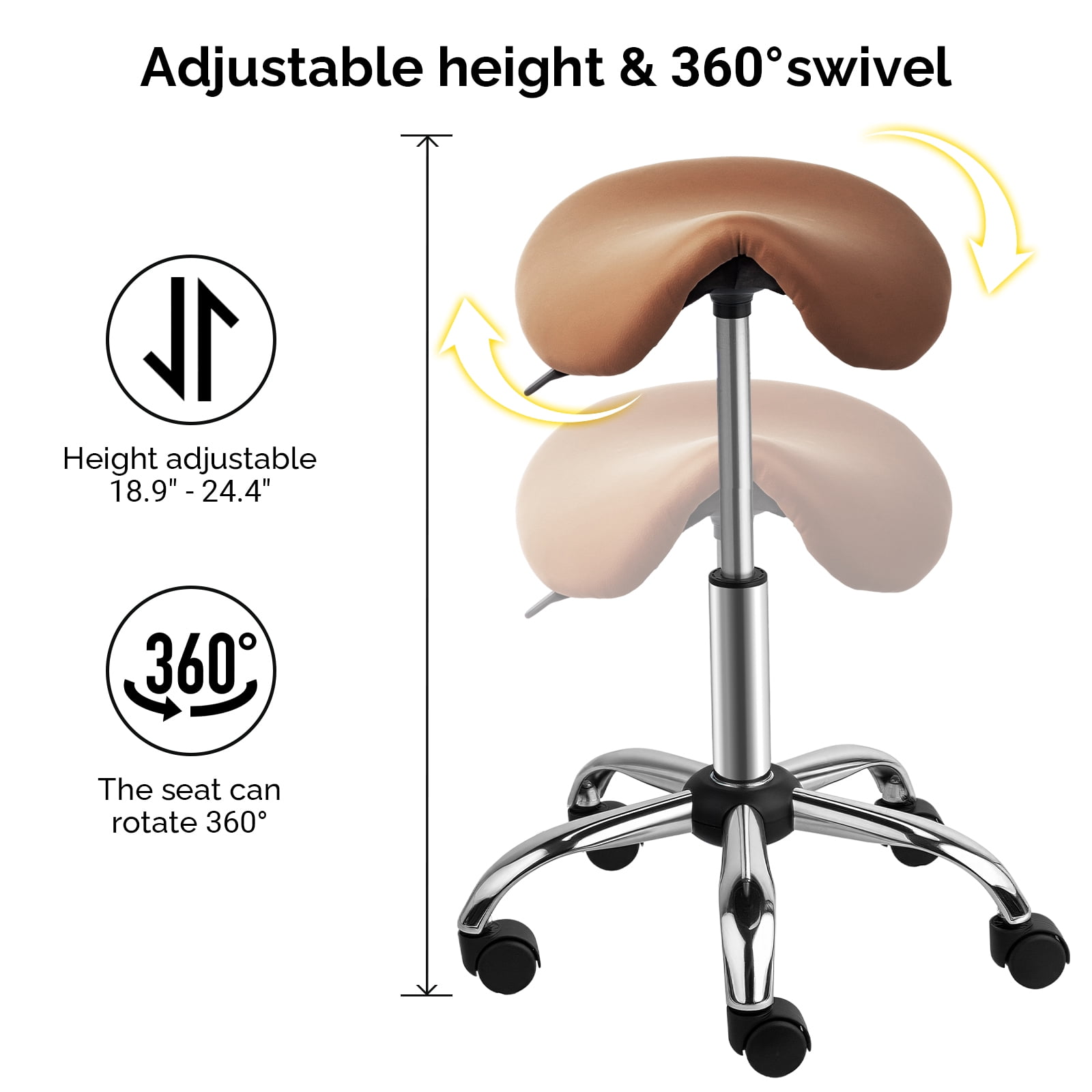 Ktaxon Swivel Salon Stool Chair, 400LBS Adjustable Hydraulic Rolling Stool, Ergonomic Bar Stool, Brown