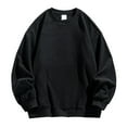 thumbnail image 2 of pstuiky mangas largas para hombre, Sudadera de cuello redondo para hombre, de color liso, de forro polar, informal, holgada, de manga larga, con cuello redondo top de hombre m, 2 of 3