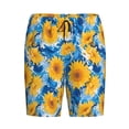 thumbnail image 6 of Daiia Blue Ocean Wave Sunflower Mens Woven Stretch Pajama Short,Short Pajama Pants-Large, 6 of 7