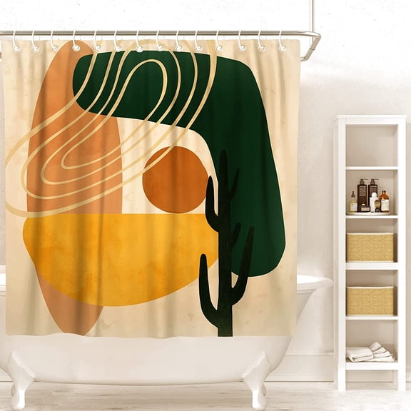 SUMAX1989 Mid Century Abstract Shower Curtain Boho Modern Minimalistic Bathroom Shower Curtain with 12 Hooks 60×72" - Boho 3