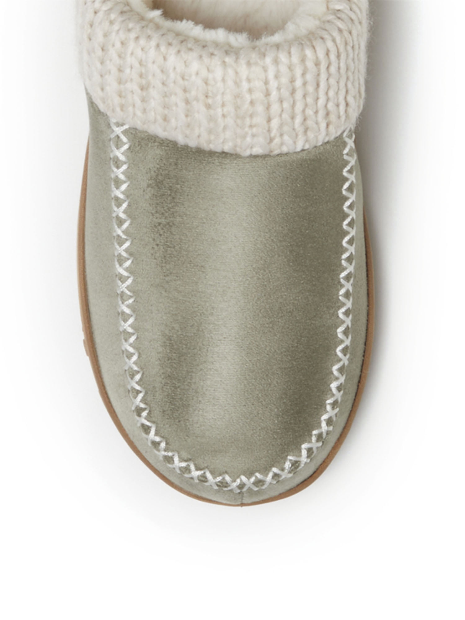 Dearfoams Cozy Comfort Women's Moc Toe Clog Slippers with Chunky Knit Collar