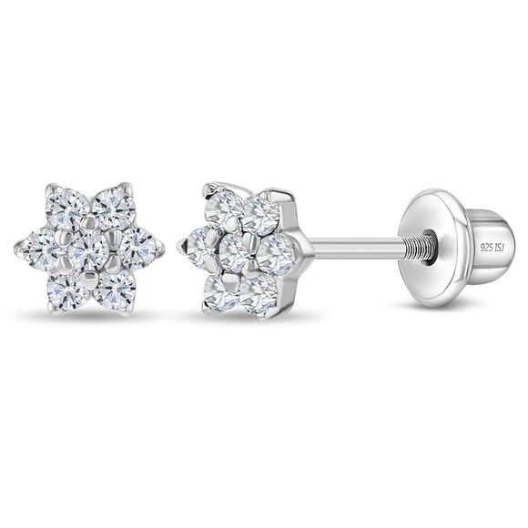 Pendientes de temporada de plata de ley 925 con forma de flor con circonita cúbica de 5 mm