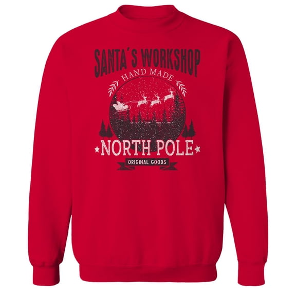 Haywood & Main Santa'S Workshop Graphic Red Men's Cotton Pullover Sweatshirt