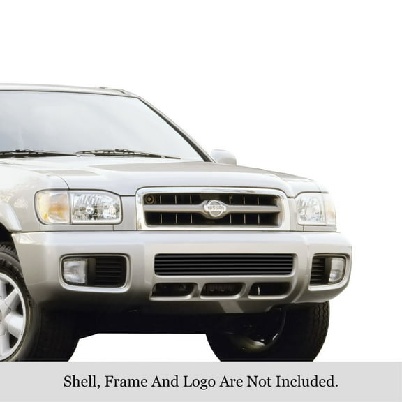 1999-2004 Nissan Pathfinder Stainless Steel Black Powder Coated Finish 8X6 Horizontal Billet Black Stainless Steel Billet Grille