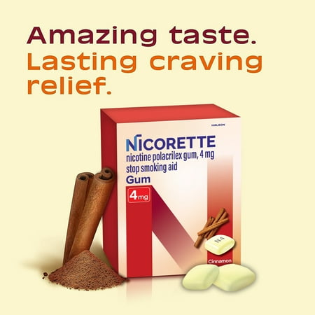 Nicorette Nicotine Gum, Stop Smoking Aids, 4 Mg, Cinnamon Surge, 100 Count