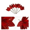 thumbnail image 4 of Gymnture christmas Flowers Christmas Glitter Artificial Stem Tree Flower Picks Decorative Poinsettia Bush Silk, 4 of 10