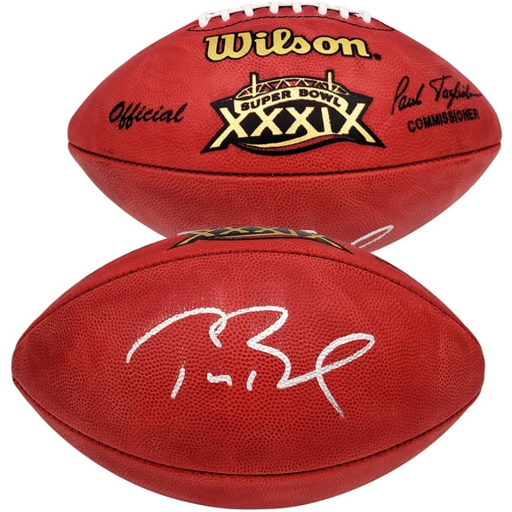 Tom Brady Autographed Official NFL Leather SB XXXIX Logo Football New England Patriots Fanatics Holo Stock #202895