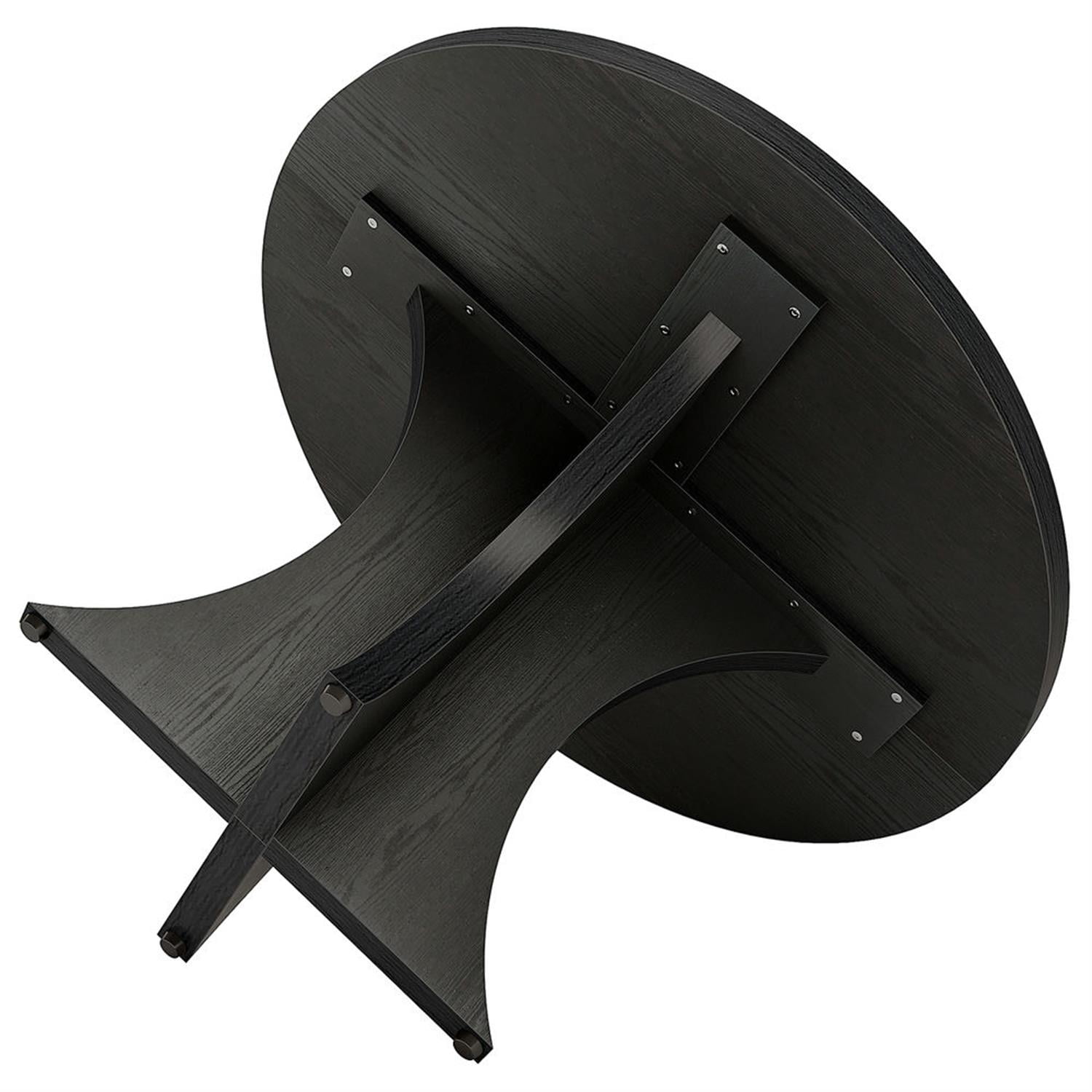 Demi Bonn 47" Modern Round Dining Table for 4-6 People, Farmhouse Kitchen Dinner Table for Dining Room, Home, Living Room Furniture, Black