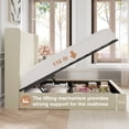 thumbnail image 5 of Amolife King Size Lift Up Hydraulic Storage Bed Frame, Platform Bed with Upholstered Wingback Headboard with Vertical Channel Tufting, Cream, 5 of 9