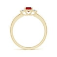 thumbnail image 2 of ANGARA Natural Square Ruby and Princess Diamond Three Stone Ring in 14K Yellow Gold for Women (Size-4mm) | July Birthstone, Birthday, Anniversary, Jewelry Gift for Women | Natural Ruby Ring, 2 of 8