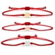 thumbnail image 1 of Accesorios populares Pulseras ajustables de hilo rojo con trébol de cuatro hojas en oro real chapado en circonita de cobre que conserva el color de cuerda roja, juego de 3 piezas JM, 1 of 4
