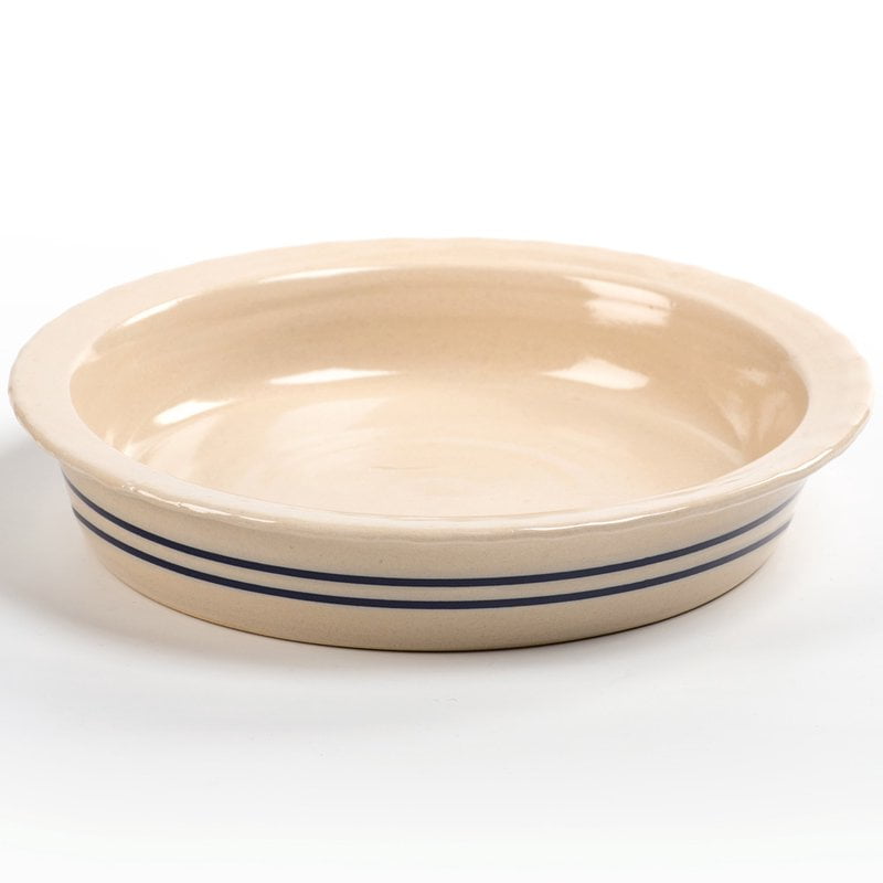 8" Round Baking Dish Pie Plate Serving Deep Glazed Clay Pan Natural Stoneware 