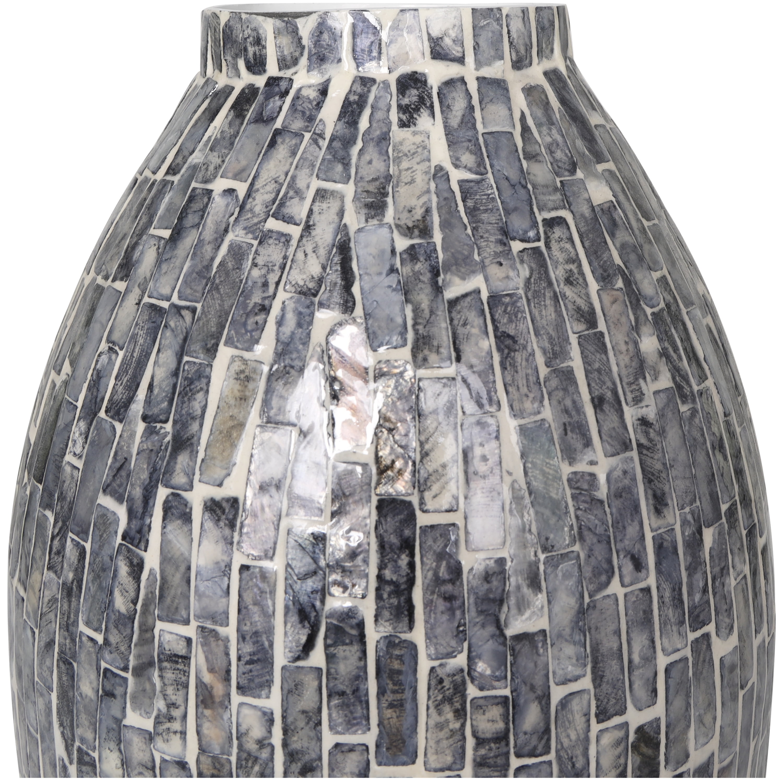 DecMode 15" Handmade Mosaic Inspired Gray Mother of Pearl Vase