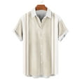 thumbnail image 4 of ZCFZJW Men's Vintage Bowling Shirt Short Sleeve Button Down Summer Cuba Beach Shirts Casual Striped Printed Vacation Tees Shirt Tops Beige XXL, 4 of 6
