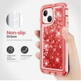 thumbnail image 5 of Designed for Apple iPhone 13 Heavy Duty Case, Heavy Duty Glitter Case for Girls Women Liquid Bling Sparkle Shining Glitter Luxury Shockproof Phone Case Cover for Apple iPhone 13,Red, 5 of 7