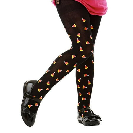 Black Candy Corn Costume Tights, Large