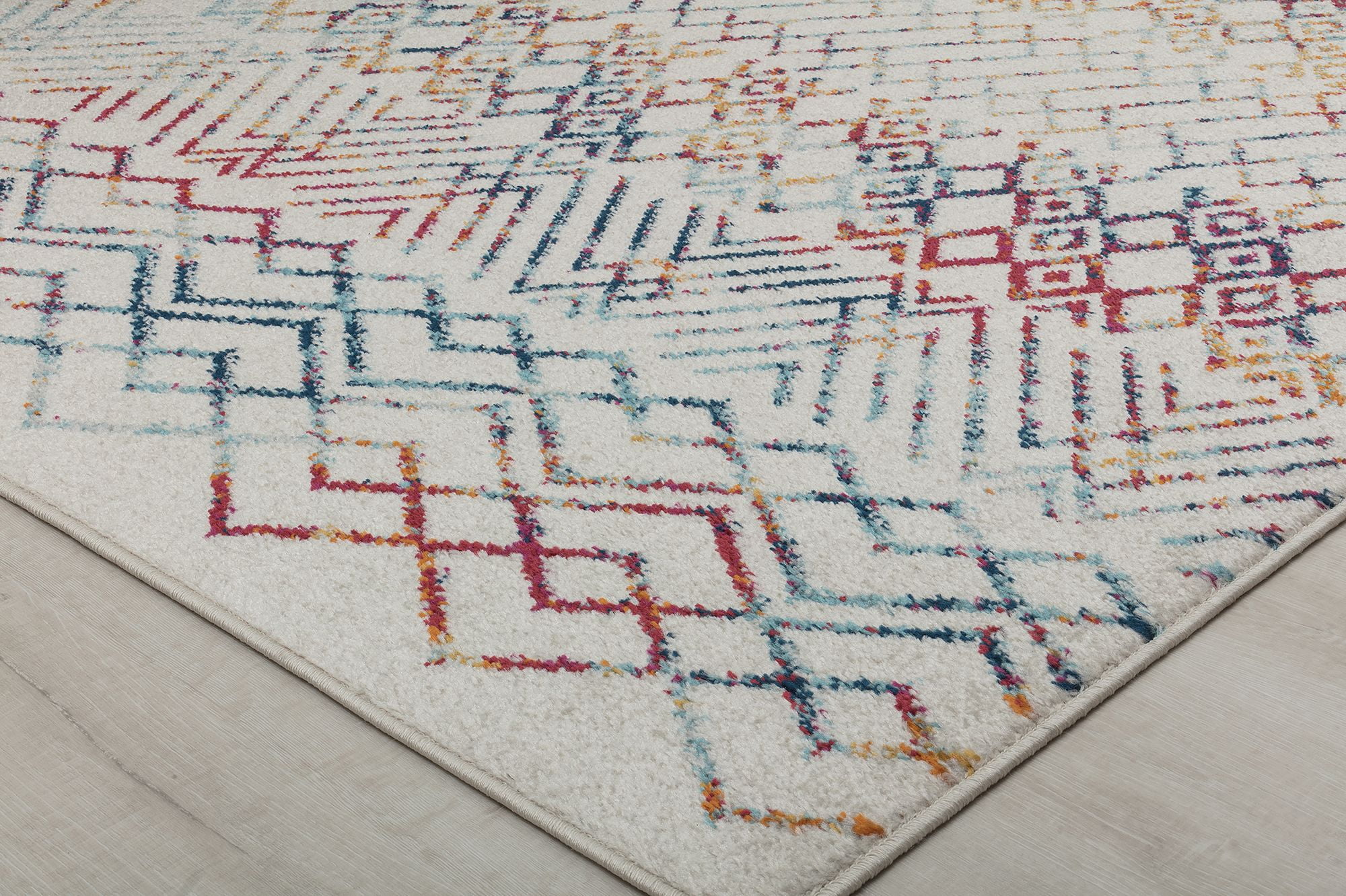 Mason Brooks Ryder KN20A Prismatic Delight Moroccan Tribal White Area Rug, 8'3"X10'0"