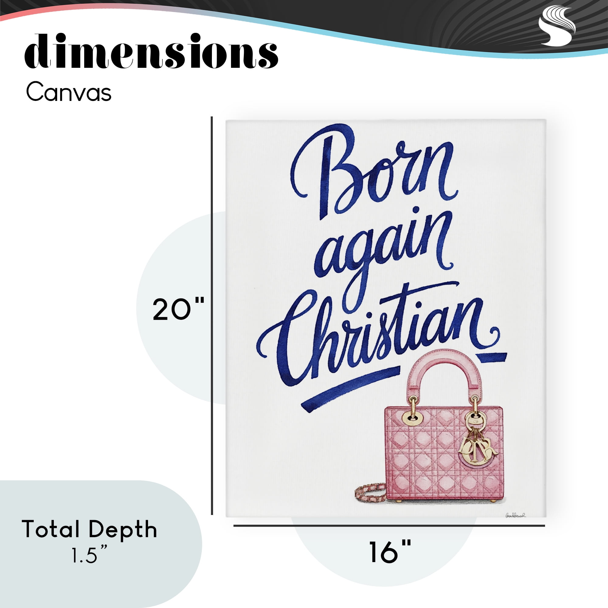 Glam Born Again Christian Canvas Wall Art, design by Amanda Greenwood