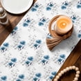 thumbnail image 3 of Blue Poppy Flowers Table Runner 70 Inches, Spring Gray Eucalyptus Leaves Rustic Bed Runner Dresser Scarves Tabletop for Indoor Outdoor Parties/Ceremony/Banquet, 13" x 70", 3 of 9