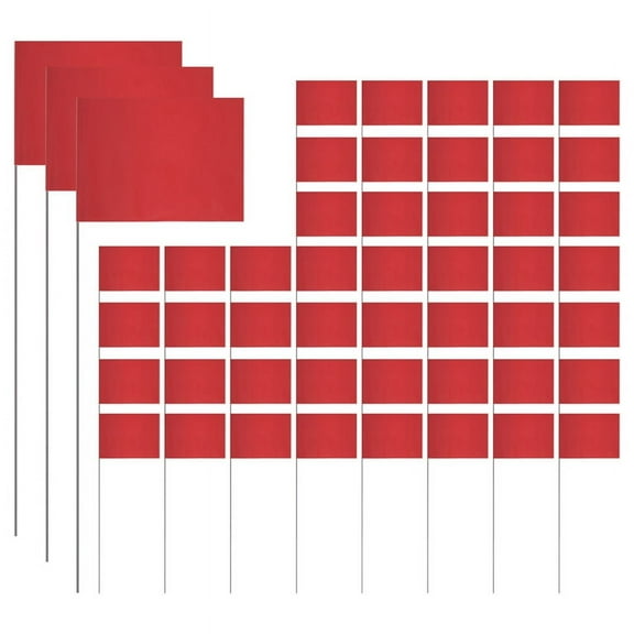 50Pack Marking Flags, Red Yard Flags 15x4x5Inch, Marker Lawn Markers, Irrigation Landscape