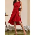 thumbnail image 5 of Women'S Summer Sleeveless Ruched Waist Flowy A Line High Low Midi Cocktail Dress Red XXL, 5 of 6