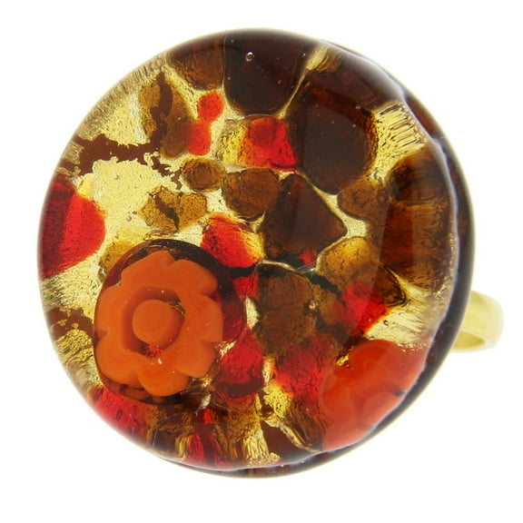 GlassOfVenice Murano Glass Venetian Reflections Ring - Round With Adjustable Band #1