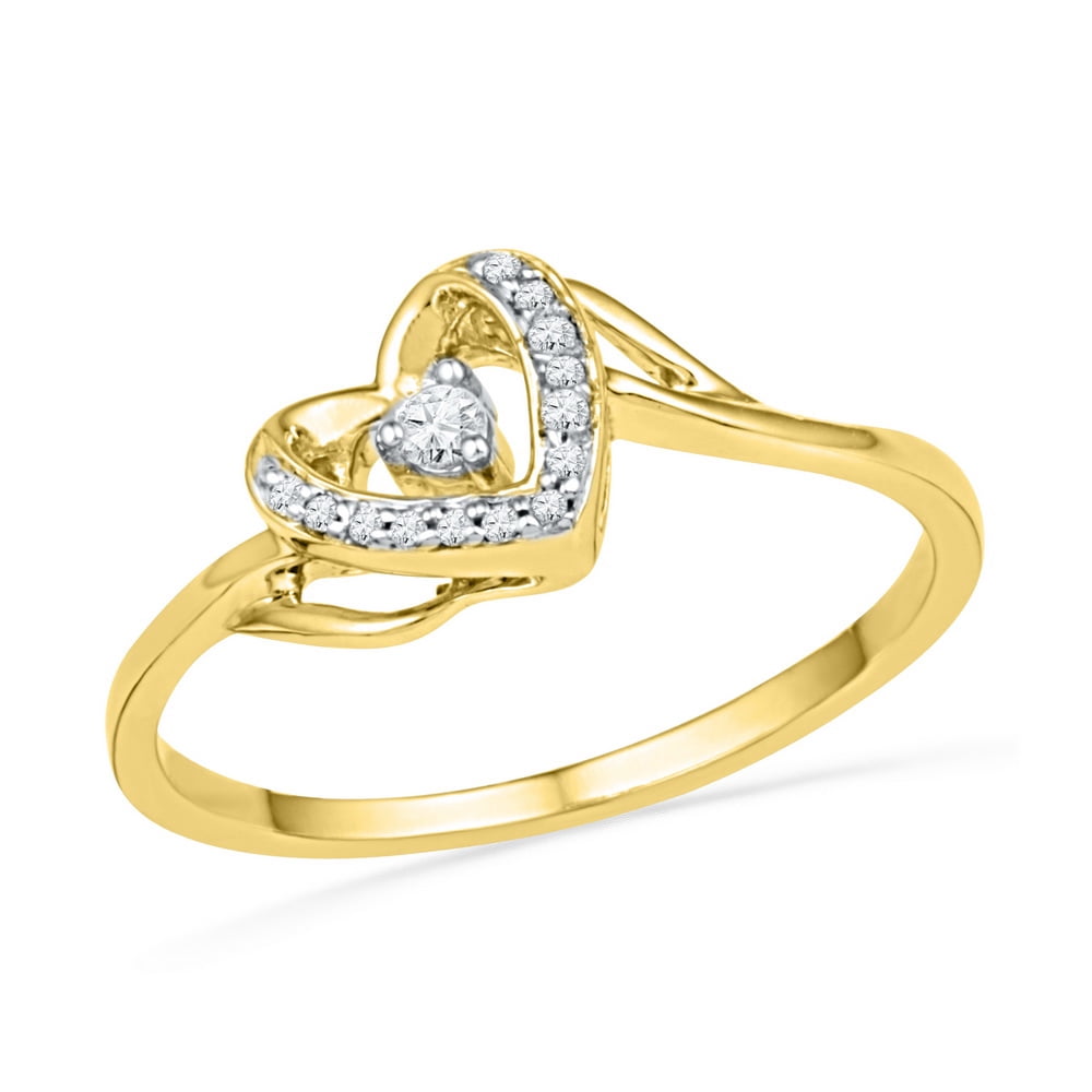 AA Jewels - Size - 4 - Solid 10k Yellow Gold Round White Diamond ...