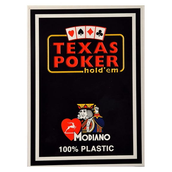 Modiano Texas Poker 2 Jumbo Index 100% Plastic Playing Cards | Black, Single Deck For Adults - Standard Playing Card Decks | Gift For Family & Friends