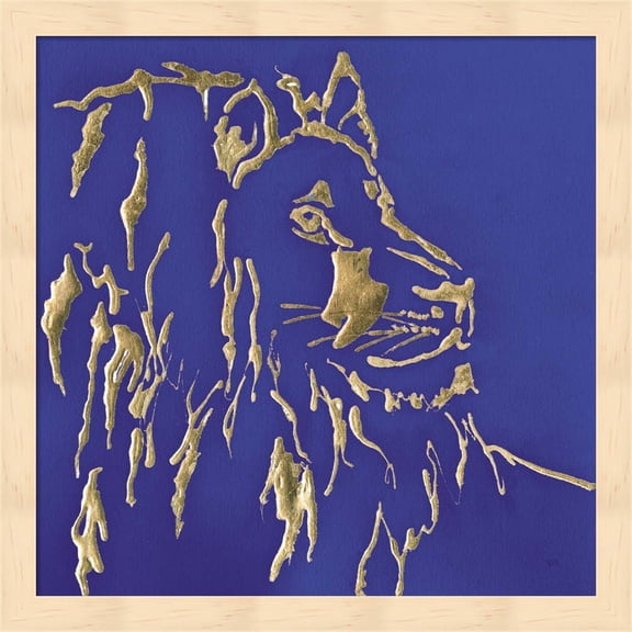 Gilded Lion Indigo by Chris Paschke, Framed Wall Art, 13.25W x 13.25H