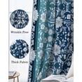 thumbnail image 3 of Teal Blue Ombre Flowers Blackout Curtains for Bedroom Living Room Darkening Curtains 84 Inch Length 2 Panels Set Rustic Vintage Botanical Leaves Window Curtain Window Treatment Grommet Drapes 52"x84", 3 of 9