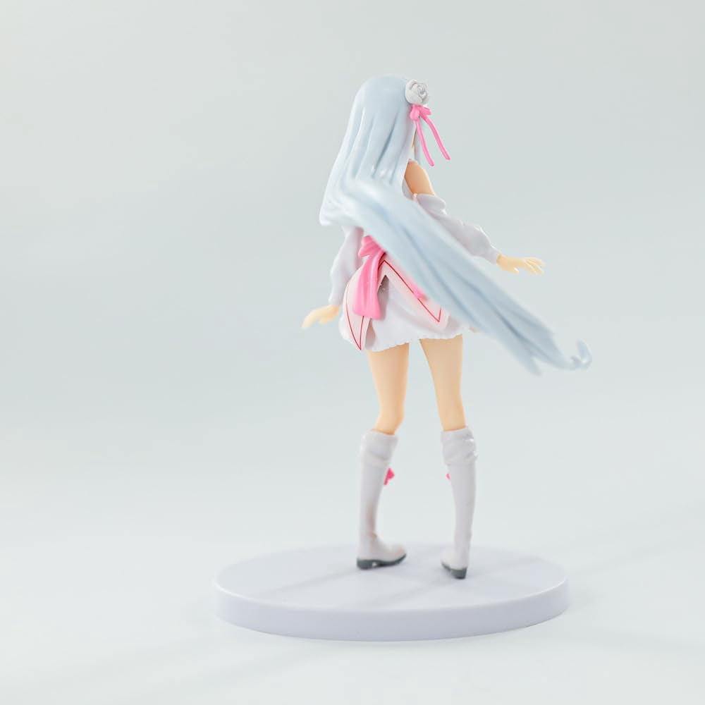 Newly Emilia Figure Standing Happy Emilia Action Figures 17cm/6.7inch PVC Characters Decorations Collectible Handicrafts Souvenirs for Anime Fans Gifts