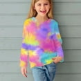 thumbnail image 4 of LFEOOST Girls Striped Printed Sweatshirts Kids Tie Dye Crewneck Long Sleeve Pullover Tops 3-14 Years Birthday Gifts for Teen Girls Boys Multicolor 5 Years, 4 of 6