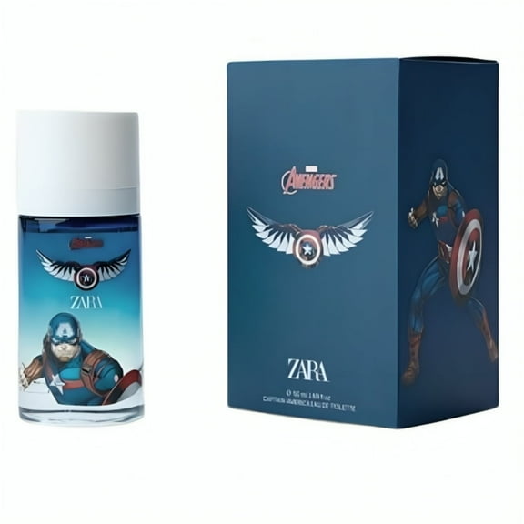 Zara Marvel Avengers Captain America Kids Perfume Citrus Fragrance Scent with Mandarin Rhubarb & Musk EDT Eau de Toilette 50ml (1.69 fl.oz.)