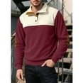 thumbnail image 3 of Fnnxeal Mens Polo Shirts Casual Fall Winter Breathable Collar Long Sleeve Wine Polo Shirts for Men Size 2XL, 3 of 4