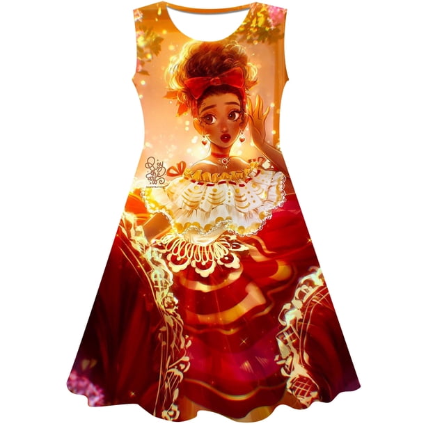 2023 año niñas Magic full house princesa vestido niños verano dibujos animados Disney 3D estampado cumpleaños Magic full house princesa Dress5T Gao Jinjia LED