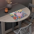 thumbnail image 3 of Reusable Table Place Mats 6 Pieces Set, Anti-Skid Oil-Proof Woven Vinyl PVC Heat Resistant Placemats for Home Indoor Dining Home Decorations, Blooming Flower Purple Yellow, 3 of 6