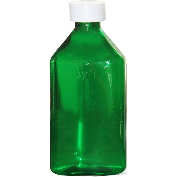 Pharmacy Oval Bottle Green 3 oz with CR Caps Included (QTY. 100) - Prescription Pharmacy Bottle, Pharmacy Container, Prescription Plastic Container by Sponix BioRx