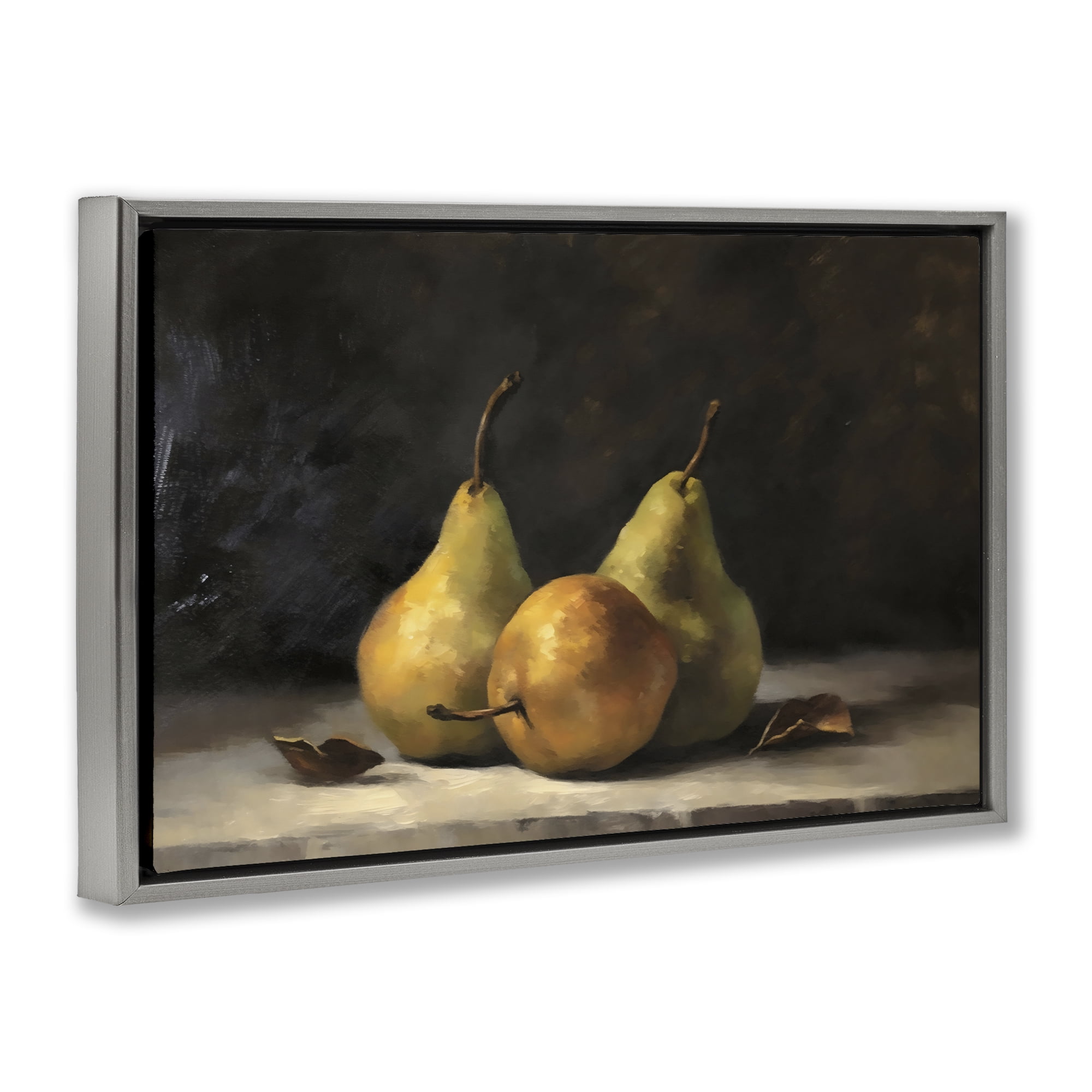 Stupell Industries Three Pears on Marble Gray Framed Floater Canvas Wall Art, design by Creative Studio