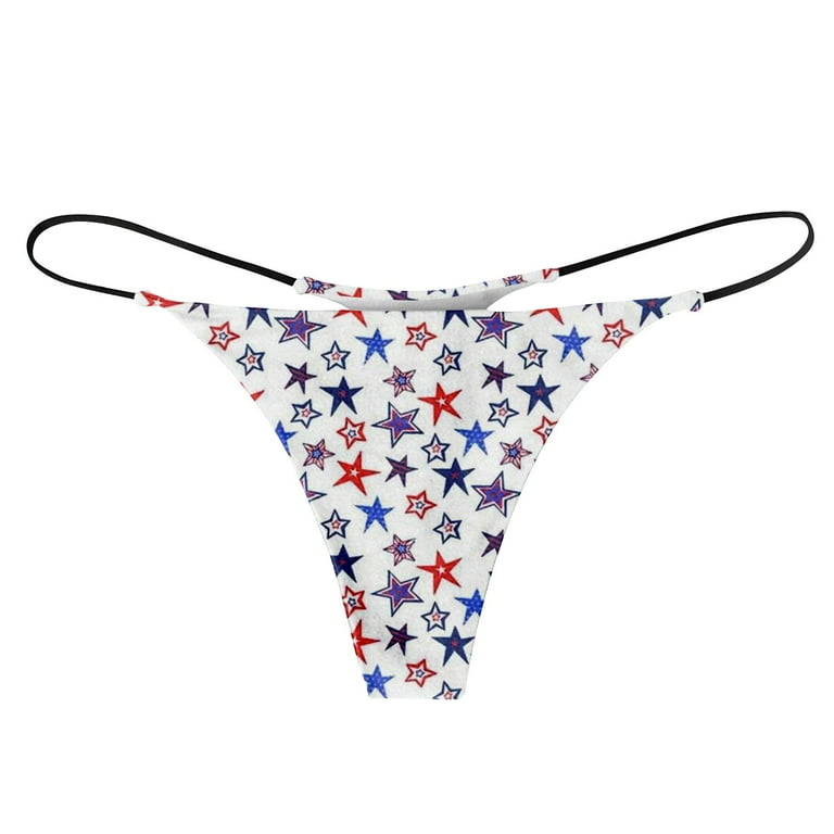 Sksloeg Thong Underwear Women American Flag Printed Low Rise
