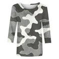 thumbnail image 5 of Royisotas Camo Womens Tops Casual Army Green 3/4 Sleeve Summer Shirts Loose Fit Blouse Crew Neck Tshirts Shirts, 5 of 5