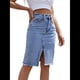 thumbnail image 2 of Falda Vaquera Midi Ajustada con Cintura Alta, Abertura Frontal y Dobladillo Sin Rematar para Mujer Azul L, 2 of 10
