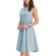 thumbnail image 4 of Vestido sin mangas para mujer INSPIRE CHIC con cremallera, cinturón, corte acampanado, midi, ideal para el trabajo, talla XL, gris azul, 4 of 6
