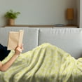 thumbnail image 3 of Floral Soft Flannel Fleece Blanket, Simple Style Geometric Shaped Monochrome Flowers in Continuous Pattern, Cozy Plush for Indoor and Outdoor Use, 50" x 60", White and Pastel Yellow, by Ambesonne, 3 of 5