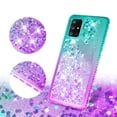 thumbnail image 3 of Compatible for Samsung Galaxy A71 Case with Tempered Glass Screen Protector SOGA Diamond Liquid Quicksand Cover Cute Girl Women Phone Case - Teal / Purple, 3 of 5