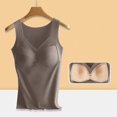 thumbnail image 3 of Wyongtao Women's Plus Size Undershirt Casual Velvet Thick Camisole Shirt Slim Knit Ribbed Tank Tops with Built in Bra,Coffee XXXXL, 3 of 4
