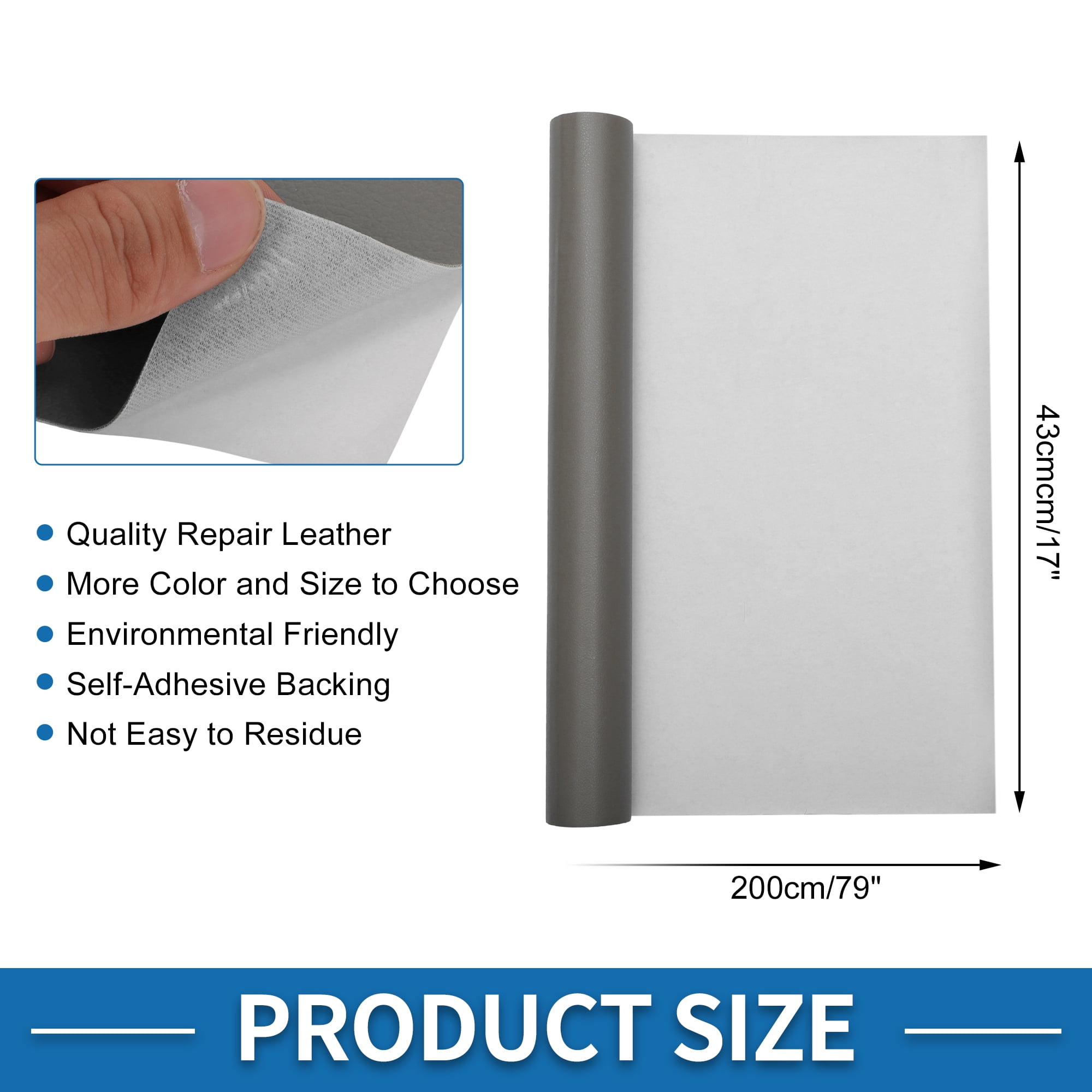 Unique Bargains Self Adhesive Leather Repair Patch Strong Stickiness Leather Repair Tape Leather 1 Pcs Gray 17" x 79"