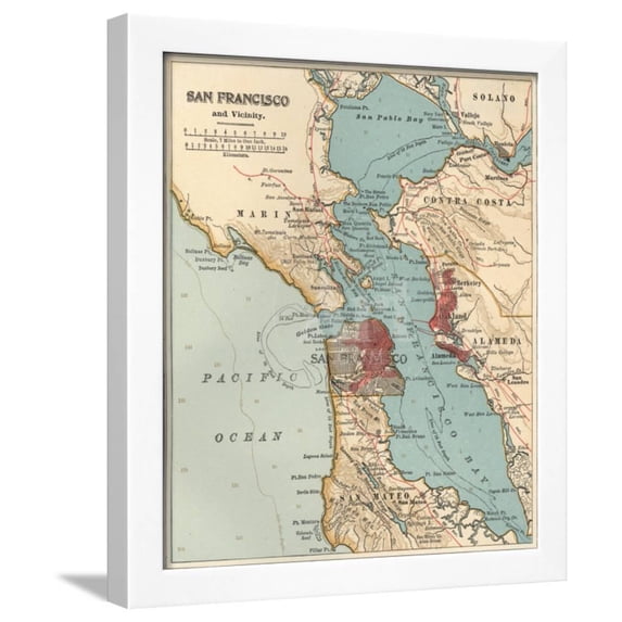 Map of the San Francisco Bay Area C 1900, Maps, Framed Art Print Wall Art by Encyclopaedia Britannica Sold by Art.Com