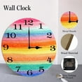 thumbnail image 4 of ZXCXRQFa Rainbow Striped Watercolor Home Decor Butterfly Round Wood 10 Inch Wall Clock Non Ticking Silent Clock Art for Living Room Kitchen Bedroom Decorative, 4 of 7
